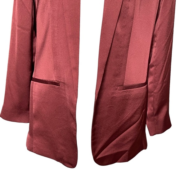 Express Women’s Satin Lightweight Open Front Blazer Size S Burnt Orange Lined - Picture 3 of 8